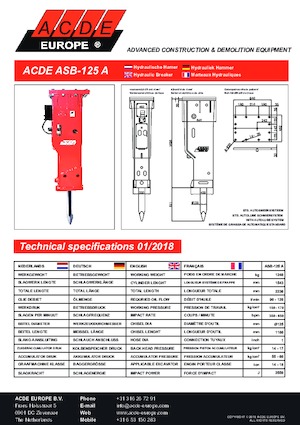 Marteaux -piqueurs hydrauliques ACDE ASB125A