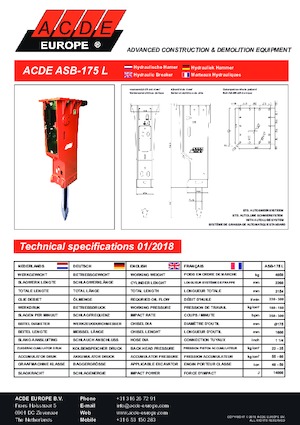 Marteaux -piqueurs hydrauliques ACDE ASB175L