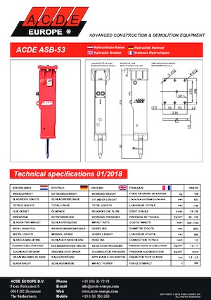 Marteaux -piqueurs hydrauliques ACDE ASB53