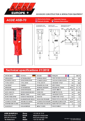 Marteaux -piqueurs hydrauliques ACDE ASB70