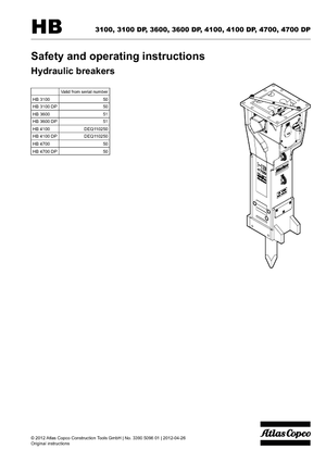 Marteaux -piqueurs hydrauliques Atlas Copco HB 3100