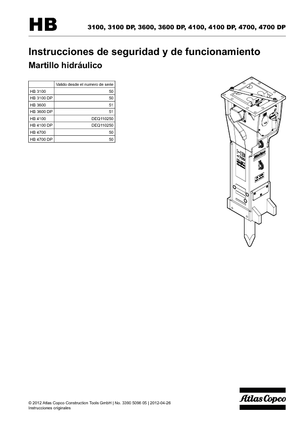Marteaux -piqueurs hydrauliques Atlas Copco HB 3100