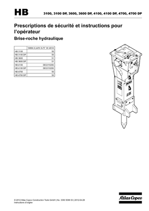 Marteaux -piqueurs hydrauliques Atlas Copco HB 3100