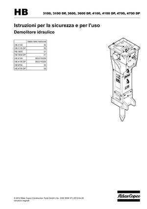 Marteaux -piqueurs hydrauliques Atlas Copco HB 3100