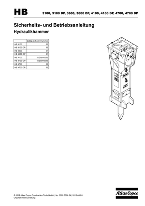 Marteaux -piqueurs hydrauliques Atlas Copco HB 3100