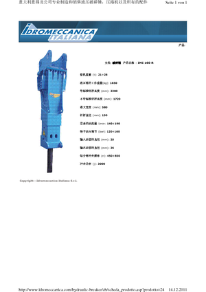 Marteaux -piqueurs hydrauliques Idromeccanica IMI 160 R