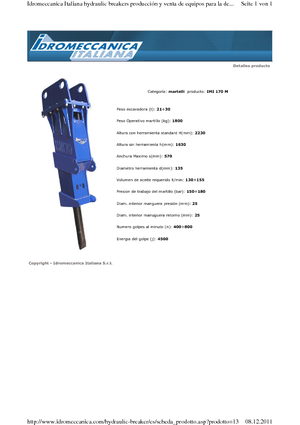 Marteaux -piqueurs hydrauliques Idromeccanica IMI 170 M