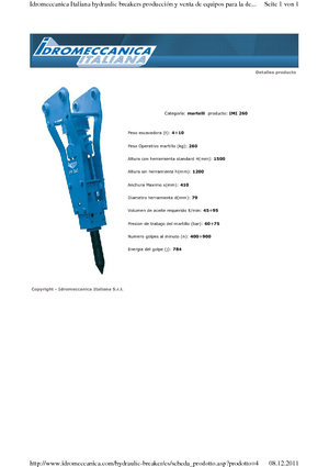 Marteaux -piqueurs hydrauliques Idromeccanica IMI 260