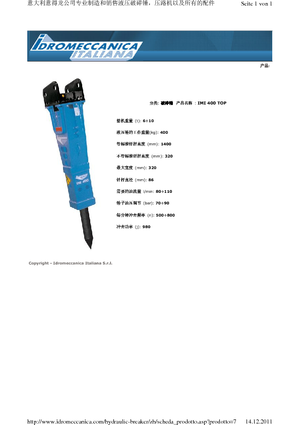 Marteaux -piqueurs hydrauliques Idromeccanica IMI 400 Top