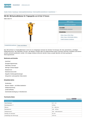 Marteaux -piqueurs hydrauliques Atlas Copco SB 452