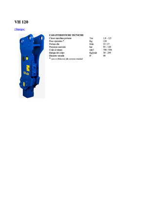 Marteaux -piqueurs hydrauliques Vistarini VH 120