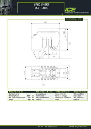 Pinces de serrage hydrauliques ICE 100 TU