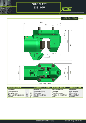 Pinces de serrage hydrauliques ICE 40 TU
