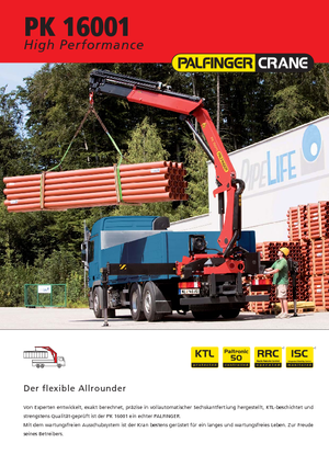 Grues de chargement hydrauliques Palfinger PK 16001 K B