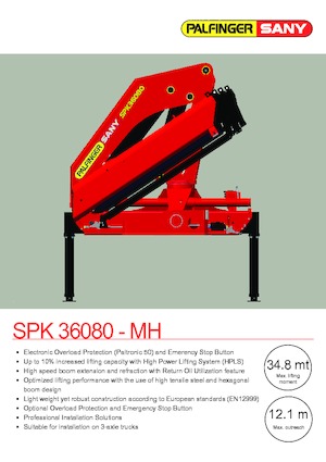 Grues de chargement hydrauliques Sany SPK 36080 A
