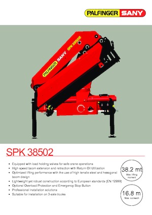 Grues de chargement hydrauliques Sany SPK 38502 E