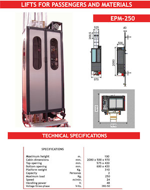 Ascenseurs industriels CAMAC EPM-250
