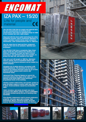 Ascenseurs industriels Encomat IZA PAX 15