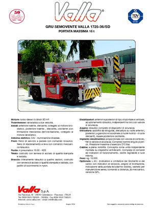 Grues mobiles industrielles Valla 1725-36 SD