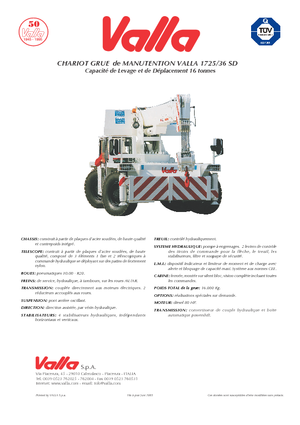 Grues mobiles industrielles Valla 1725-36 SD