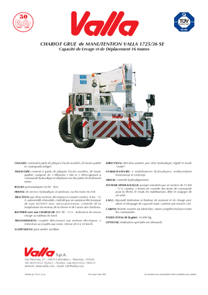 Grues mobiles industrielles Valla 1725-36 SE