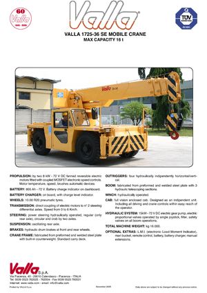 Grues mobiles industrielles Valla 1725-36 SE