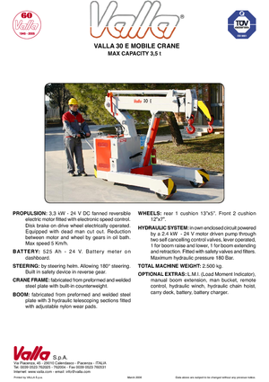 Grues mobiles industrielles Valla 30 E