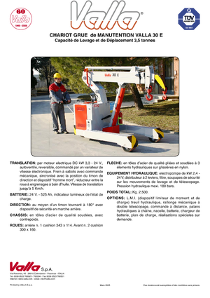 Grues mobiles industrielles Valla 30 E