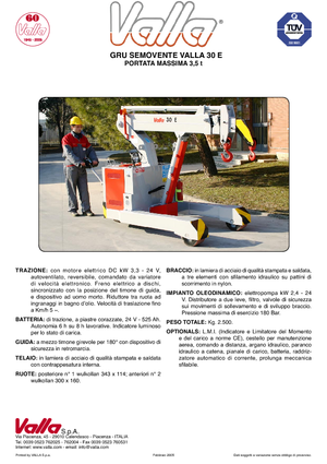 Grues mobiles industrielles Valla 30 E