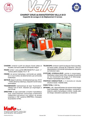 Grues mobiles industrielles Valla 50 D 