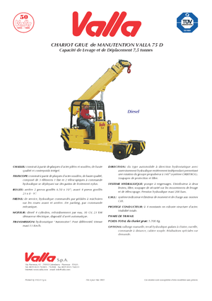 Grues mobiles industrielles Valla 75 D 