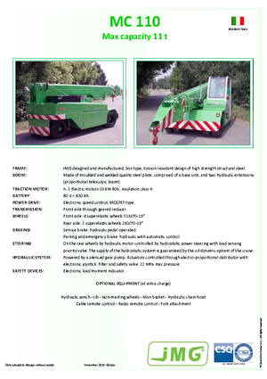 Grues mobiles industrielles JMG MC 110