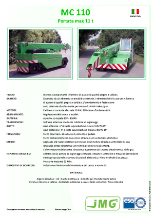 Grues mobiles industrielles JMG MC 110