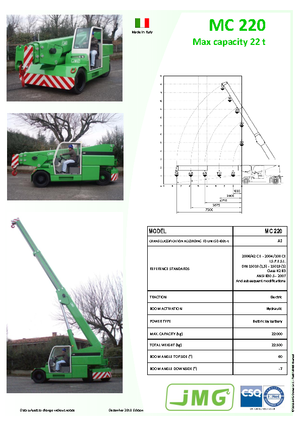 Grues mobiles industrielles JMG MC 220
