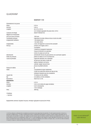 Presses de grandes balles + à haute pression Claas Quadrant 1150