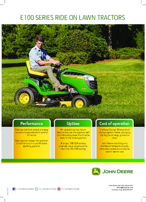 Tondeuses à gazon autoportées et tracteurs de jardin John Deere E110