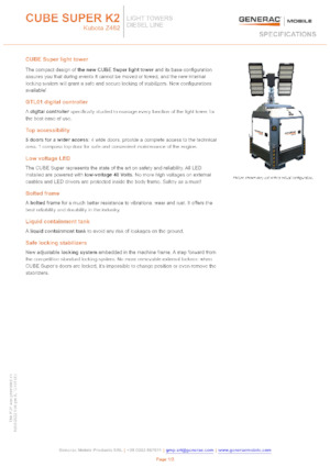 Tours d'éclairage Generac Mobile Cube Super K2