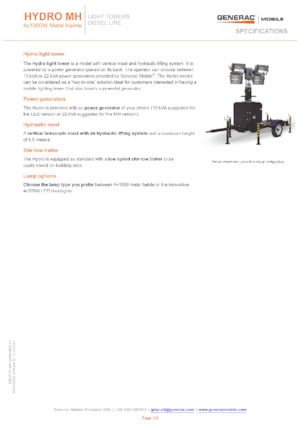 Tours d'éclairage Generac Mobile Hydro MH