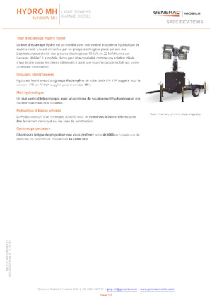 Tours d'éclairage Generac Mobile Hydro MH