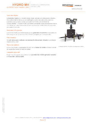 Tours d'éclairage Generac Mobile Hydro MH