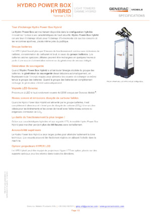 Tours d'éclairage Generac Mobile Hydro Power Box Hybrid