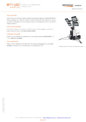 Tours d'éclairage Generac Mobile MT 1 LED
