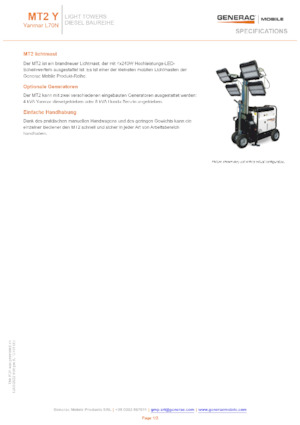 Tours d'éclairage Generac Mobile MT 2 Y