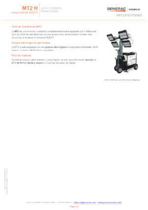 Tours d'éclairage Generac Mobile MT 2 Y