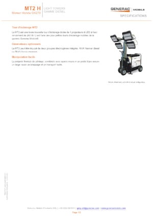 Tours d'éclairage Generac Mobile MT 2 Y