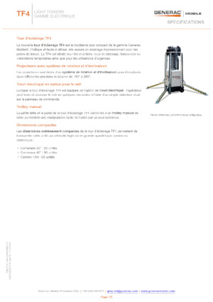 Tours d'éclairage Generac Mobile TF 4