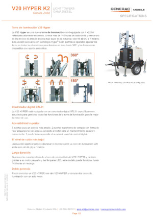 Tours d'éclairage Generac Mobile V 20 Hyper K2