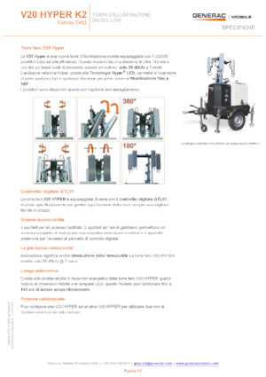 Tours d'éclairage Generac Mobile V 20 Hyper K2