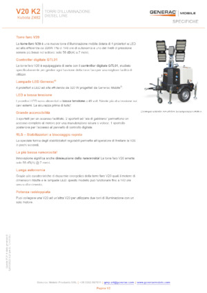 Tours d'éclairage Generac Mobile V 20 Y2