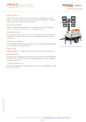 Tours d'éclairage Generac Mobile VMAX